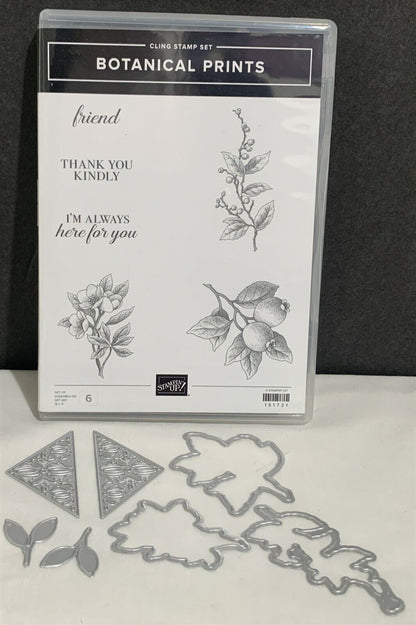 Stampin Up BOTANICAL PRINTS Flowers Florals Framelits Dies Rubber Stamps Lot