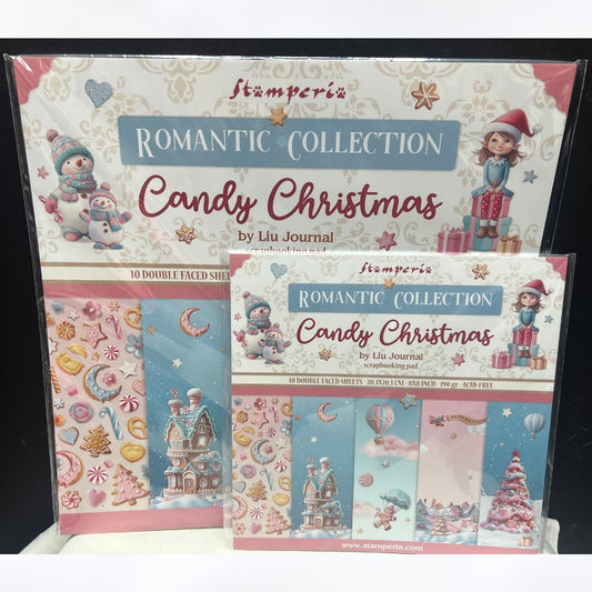 Stamperia CANDY CHRISTMAS 12x12 8x8 Cardstock Papers Packs Set of 2
