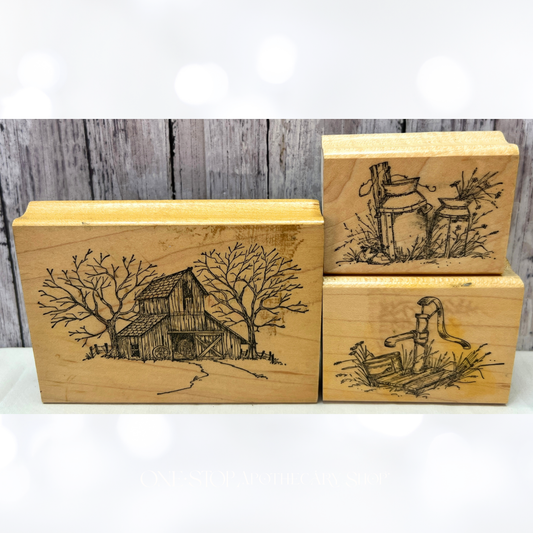 Art Impressions BARN Farm Rubber Stamps