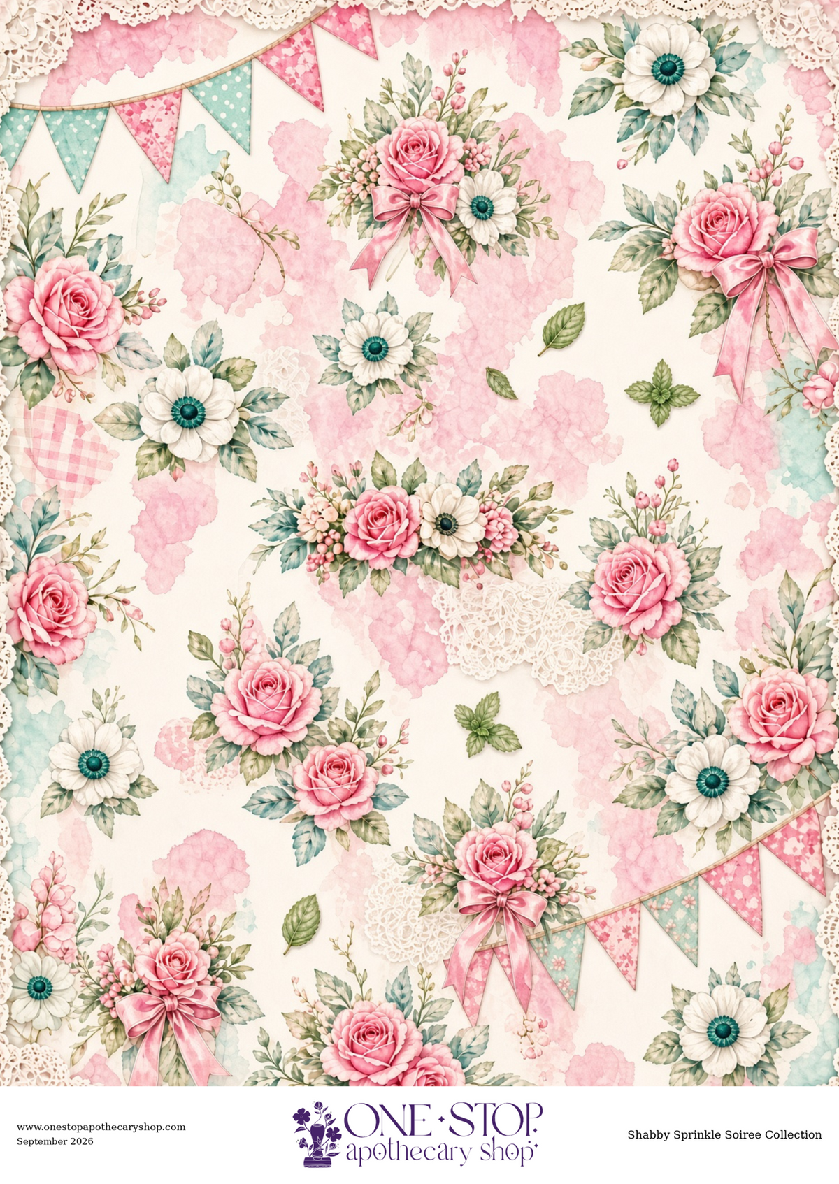 Sprinkle Soiree BIRTHDAY BUNTING GARDEN Rice Paper
