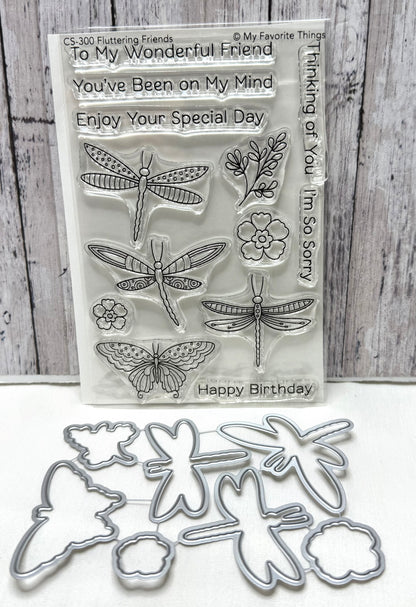 My Favorite Things FLUTTERING FRIENDS Rubber Stamps & Dies