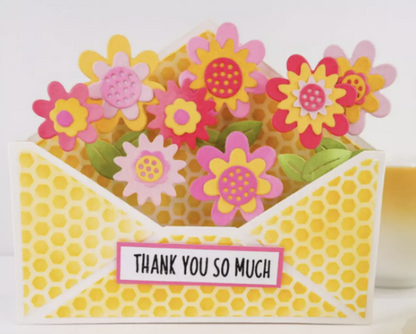 Pink & Main ENVELOPE POP-UP CARD Sweet Posies Flowers Dies & Stamp Set