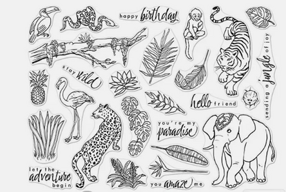 Hero Arts Monthly Kit JUNGLE ANIMALS June 2019 Rubber Stamps & Dies
