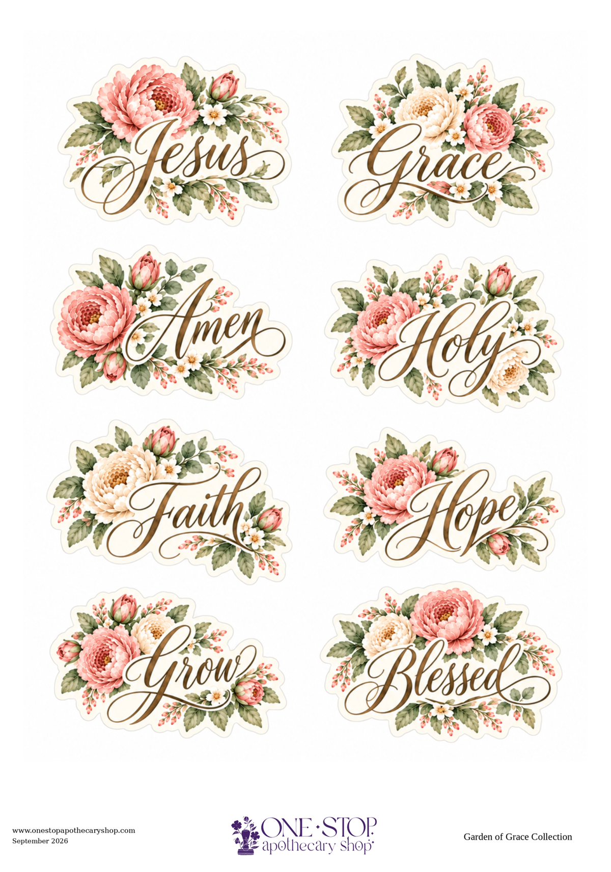 Garden of Grace WORDS OF GRACE Rice Paper