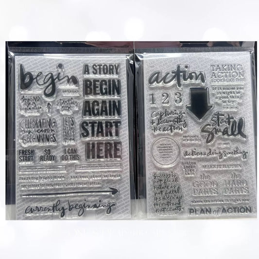 Ali Edwards BEGIN & ACTION Planner Journal Rubber Stamps